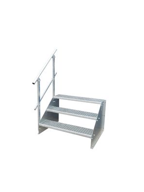 3 Stufen Standtreppe Stahltreppe Breite 80cm Höhe 63cm verzinkt einseitiges Geländer