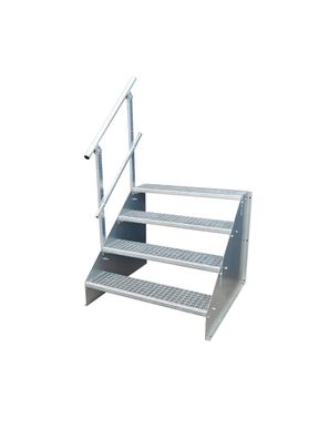 4 Stufen Standtreppe Stahltreppe Breite 120cm Höhe 84cm verzinkt einseitiges Geländer