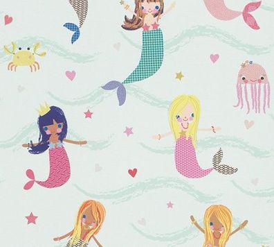 A.S. Création, Boys & Girls 6, # 305691, Kindertapete aus Papier, Blau Bunt Grün