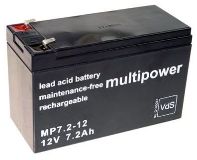 Multipower - MP7.2-12 - 12 Volt 7,2 Ah Pb - 4,8mm Faston