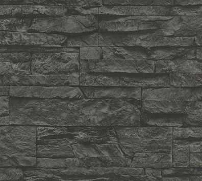 A.S. Création Best of Wood`n Stone 2nd Edition 707123 Vlies Grau Schwarz