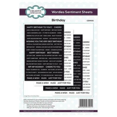 Creative Expressions | Wordies Birthday sentiment sheets
