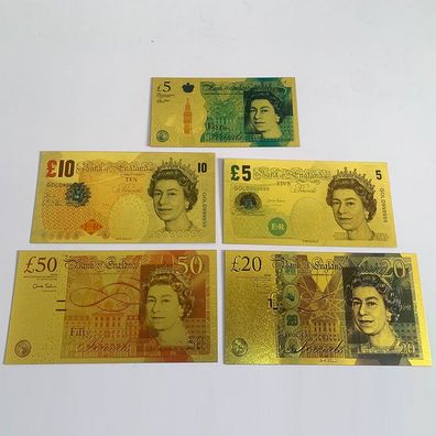 Queen Elisabeth Großbritannien Pfund - 24 K vergoldet 5er Satz oder einzeln (CM0500)