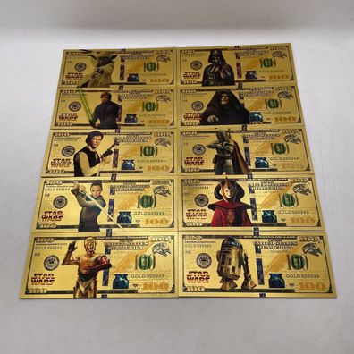 10 Stück Goldfolie Banknoten Star Wars Super Geschenkidee (CM501)