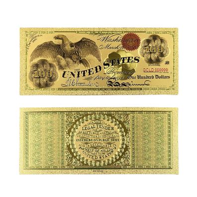 Souvenier 100 Dollar von 1863 - 24 K vergoldete Banknote USA (CM0509)
