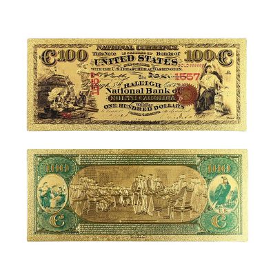 100 Dollar USA von 1875 Goldfolie Banknote (CM0519)