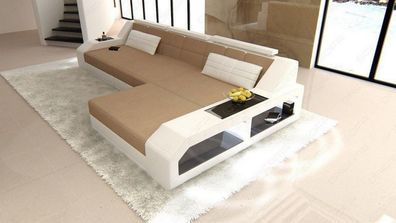 Ecksofa Arezzo L Form Couch Webstoff o. Mikrofaser Sofa -LED Licht & USB Anschluss