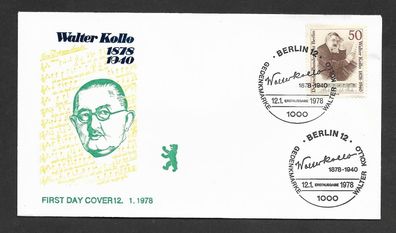 FDC Berlin 100. Geburtstag von Walter Kollo 12.1.1978
