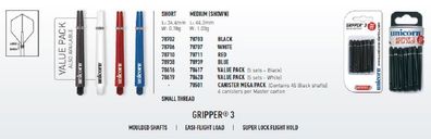Unicorn Gripper 3 Shaft, s/ blau / Inhalt 12 Stück