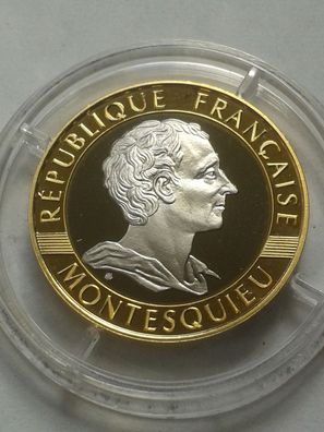 10 Francs 1989 PP Frankreich Montesqieu 12g Gold Palladium Silber