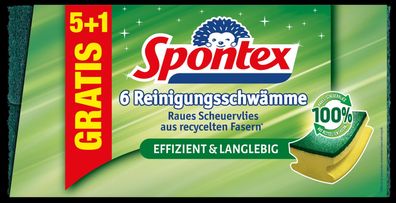 Spontex Reinigungsschwamm Recycelte Fasern 5 + 1 Gratis