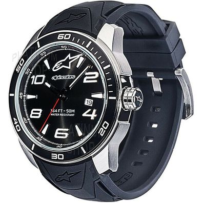 Alpinestars 1036-96007 Tech Watch 3H silber Stahl schwarz Silikon Herren Uhr NEU