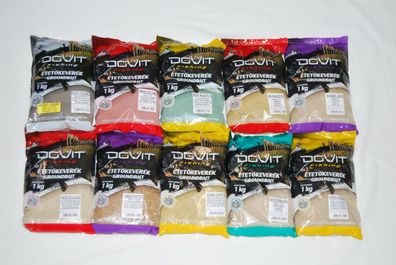 Set 10 st. verschiiedene Aromen mit 1 kg TOP Angelnfutter Grundfutter
