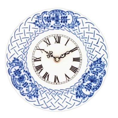 Zwiebelmuster Bohemia Original Wanduhr R 18 CM mit Uhrwerk und Relief Porzellan