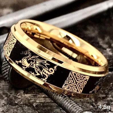 Unisex Drachen Ring, Tier Ring vergoldet (CM625)