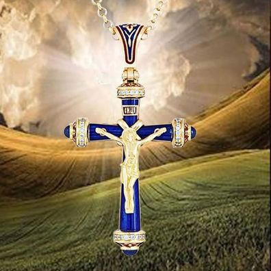 Schöner Unisex Jesus am Kreuz Anhänger + Kette (CM631)