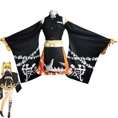 Dämon Slayer Zenitsu Cosplay Kostüm Anzüge Schulterfreies Dienstmädchen Outfit