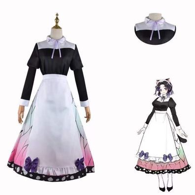 Dämon Slayer Kochou Shinobu Cosplay Kostüm Anzüge Lolita Dienstmädchen-Outfit