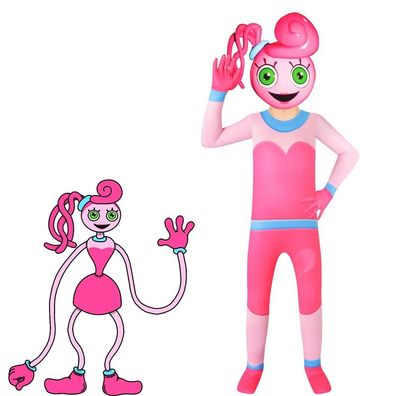Erwachsene Kinder Cosplay Poppy Playtime Mommy Long Legs Onesie Jumpsuit Overall Pink
