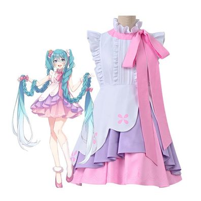 Mädchen Hatsune Miku Bubble Skirt 5 teiliges Set Cosplay Kleider Flutter Sleeve ACGN