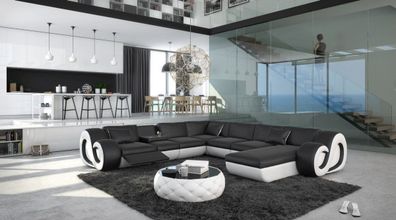 Ledersofa Wohnlandschaft Nesta U-Form LED Beleuchtung Designersofa Design Couch