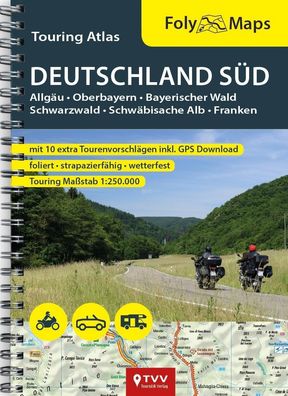 FolyMaps Touring Atlas Deutschland Süd - Laminierter Ringbuch-Atlas 1:250 000