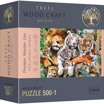 Trefl 20152 Wood Craft Robinson Wildkatzen im Dschungel 500 + 1 Teile Puzzle
