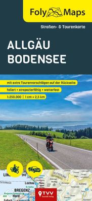 FolyMap Karte Allgäu Bodensee - Straßen- und Tourenkarte 1:250 000