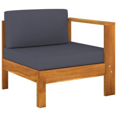vidaXL Mittelsofa mit 1 Armlehne Dunkelgrau Massivholz Akazie