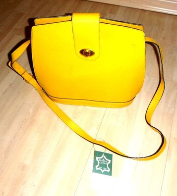 Gelbe Echtleder Handtasche, Neu aber mit Spuren