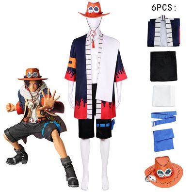 Herren One Piece Portgas D. Ace Cosplay Kostüm Anzüge Persönlichkeit Outfit