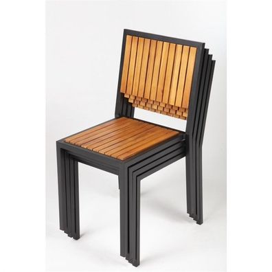 Bolero Stahl- und Akazienholzstühle ohne Armlehnen | 4 Stühle