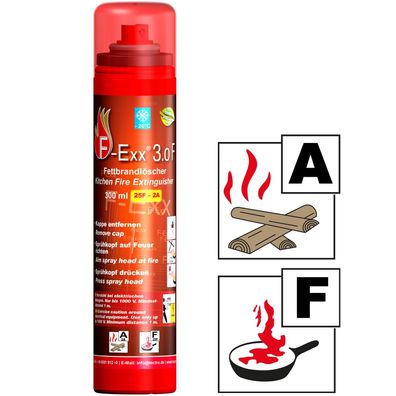 F-Exx 3.0 F - Fett- und Festbrand-Schaumlöscher ohne Treibgas für Küche, Grill ...