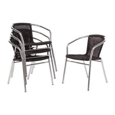 Bolero Korbstühle mit Armlehne in Aluminiumdesign schwarz | 4 Stühle