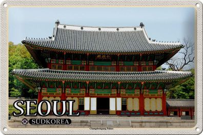 Blechschild Reise 30x20 cm Seoul Südkorea Changdeokgung Palace Deko tin sign
