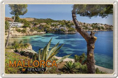 Blechschild Reise 30x20 cm Mallorca Spanien Strand Meer Urlaub Stadt tin sign