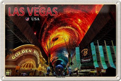 Blechschild Reise 30x20 cm Las Vegas USA Fremont Street Casinos Deko tin sign