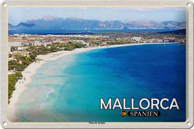 Blechschild Reise 30x20 cm Mallorca Spanien Playa de Alcúdia Strand tin sign