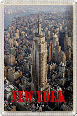 Blechschild Reise 20x30 cm New York Empire State Building Dko Schild tin sign
