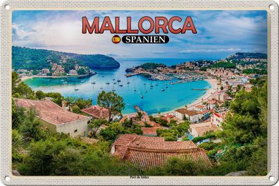 Blechschild Reise 30x20 cm Mallorca Spanien Port de Sóller Urlaub tin sign