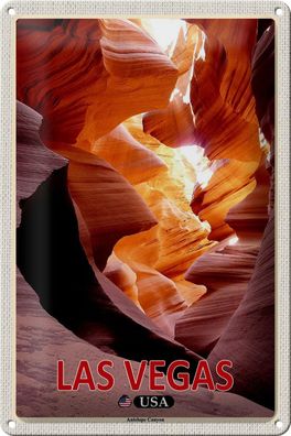 Blechschild Reise 20x30 cm Las Vegas USA Antelope Canyon Deko Schild tin sign