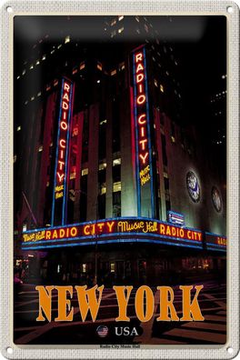Blechschild Reise 20x30 cm New York USA Radio City Music Hall Deko tin sign