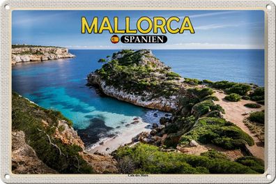 Blechschild Reise 30x20 cm Mallorca Spanien Cala des Moro Bucht Deko tin sign