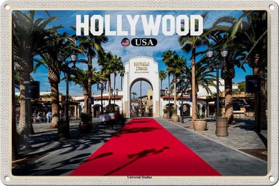 Blechschild Reise 30x20 cm Hollywood USA Universal Studios Schild tin sign