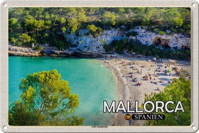 Blechschild Reise 30x20 cm Mallorca Spanien Cala Llombards Bucht tin sign