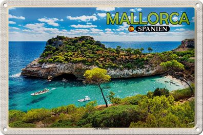 Blechschild Reise 30x20 cm Mallorca Spanien Cala s'Almunia Bucht tin sign