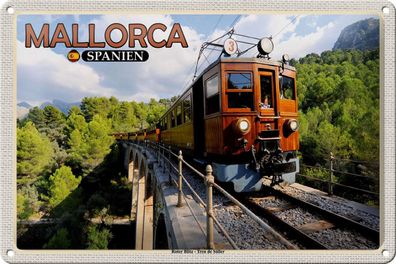 Blechschild Reise 30x20 cm Mallorca Spanien Roter Blitz Tren Sóller tin sign