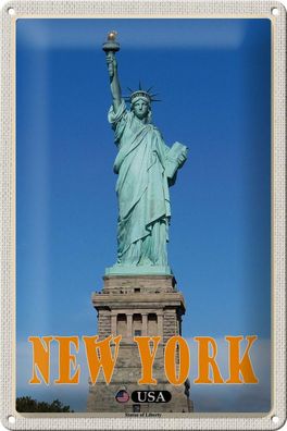 Blechschild Reise 20x30cm New York Statue of Liberty Freiheitsstatue tin sign
