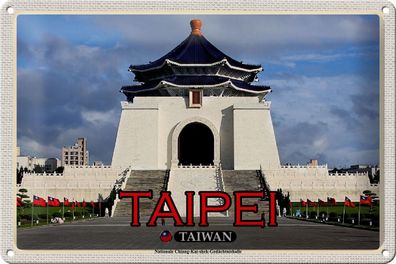 Blechschild Reise 30x20 cm Taipei Taiwan Nationale Chiang-Kai-shek tin sign
