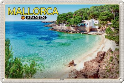 Blechschild Reise 30x20cm Mallorca Spanien Strand Meer Urlaub Schild tin sign